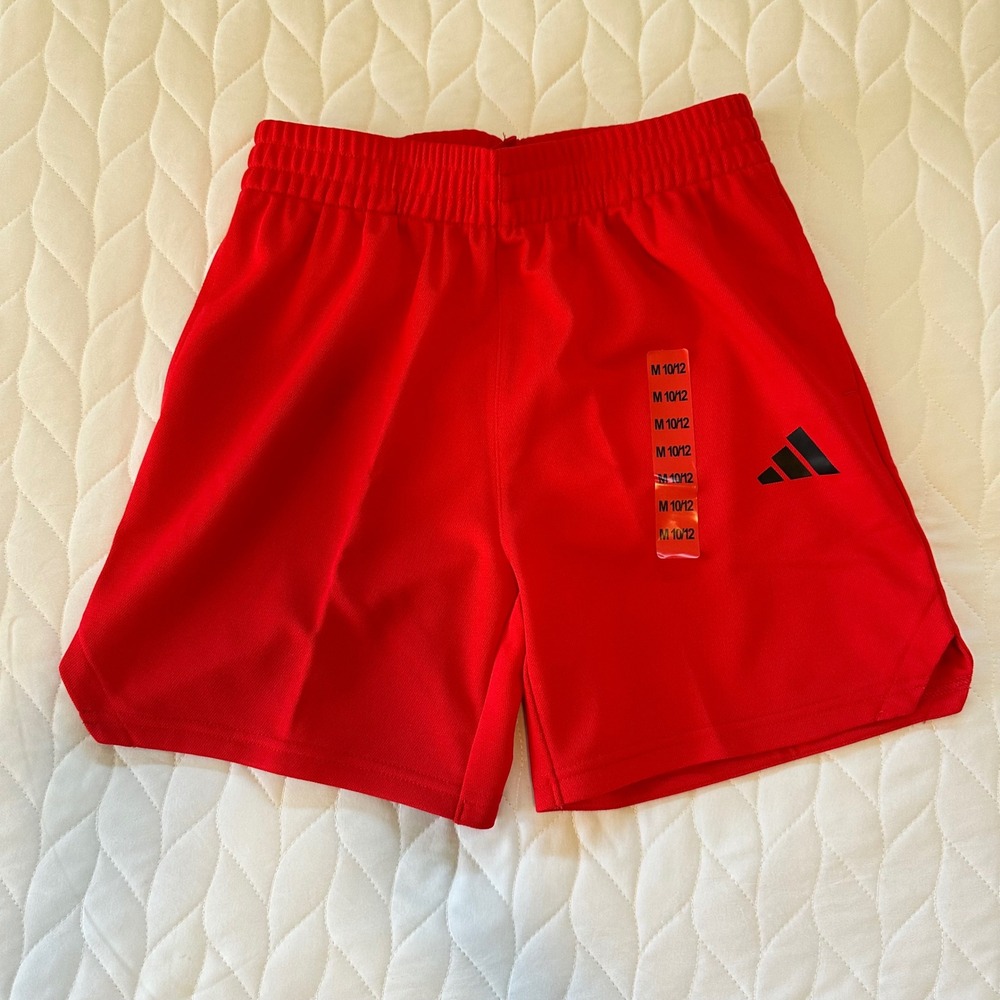Adidas Athletic Shorts Kids Medium 10/12 Red New With Tags